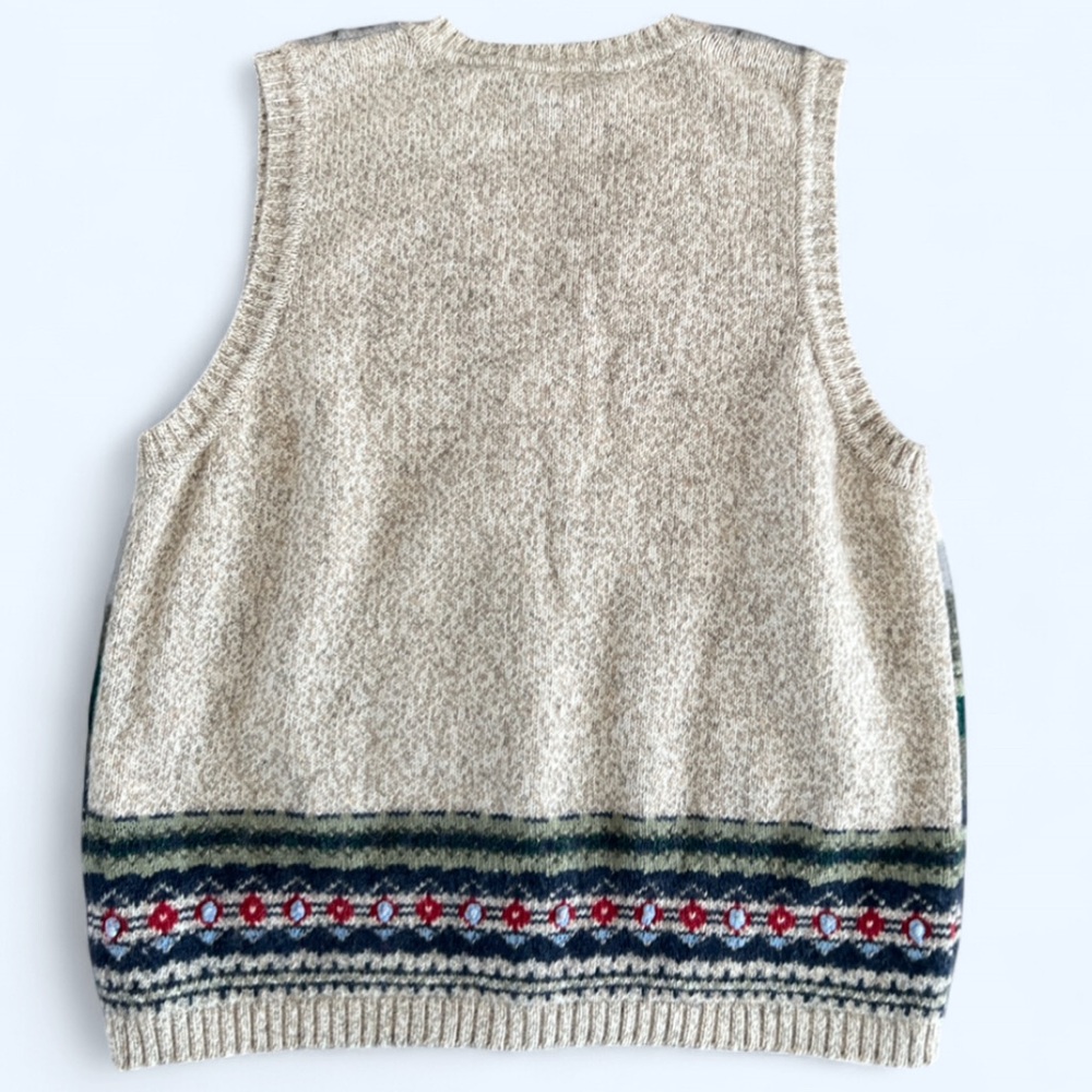 90s Northern Reflections Green Tan Tree Nature Graphic Cottagecore Sweater Vest - Picture 4 of 8